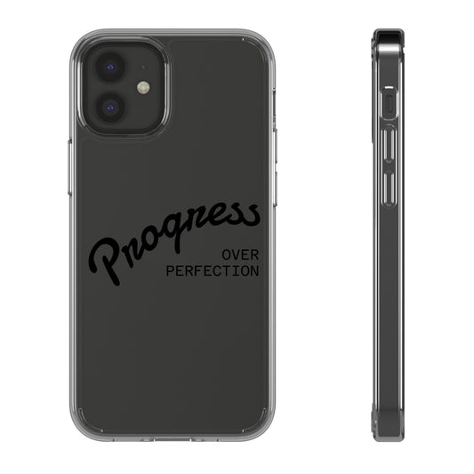 Progress Over Perfection Clear Phone Case, Motivational Phone Cover, Minimalist Style, Gift for Students, Transparent Case